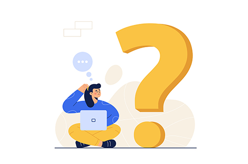 illustration of a person asking a question on their laptop