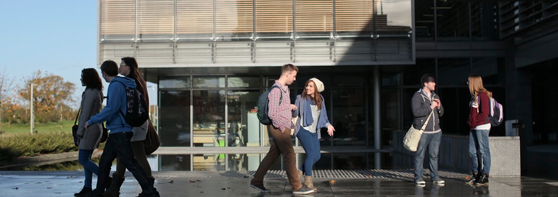 North Campus - Students Walking by Iontas Building - Maynooth University