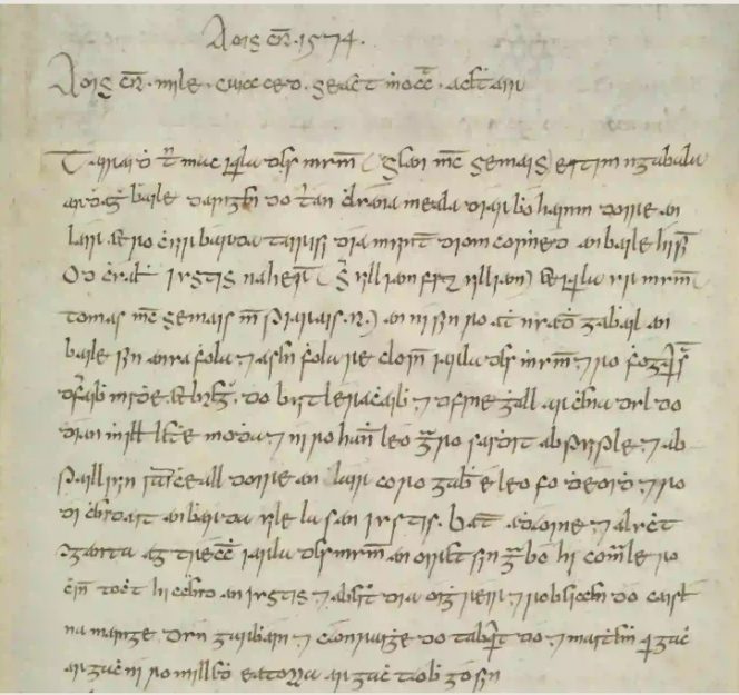 manuscript with writing in old Irish 