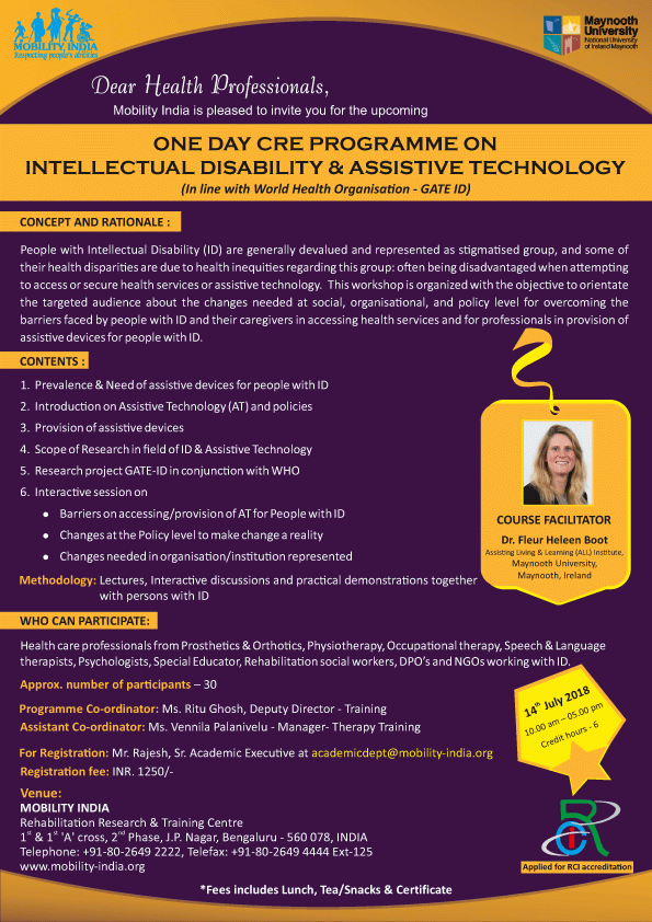 CRE Programme on Intellectual Disabiliy and Assistive technology