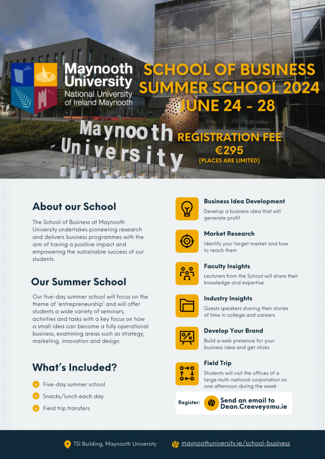 Entrepreneurship Summer School flyer