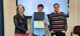 Research Awardee Carl Fogarty pictured with Prof. Frances Heaney (Asst.Head of Chemistry) and Dr. Diego Montagner (Postgraduate Coordinator)