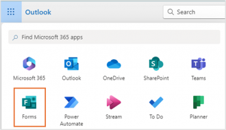 Microsoft Forms App from App Launcher_IT Services