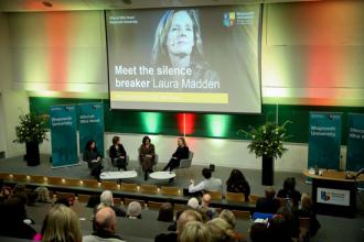The stage at Laura Madden's event in Maynooth University