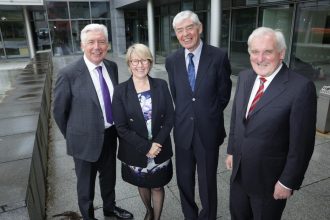 Prof Eeva Leinonen with former ministers Alex White and Alan Dukes and former Taoiseach Bertie Ahern