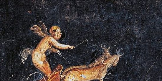 Cupid driving chariot fresco