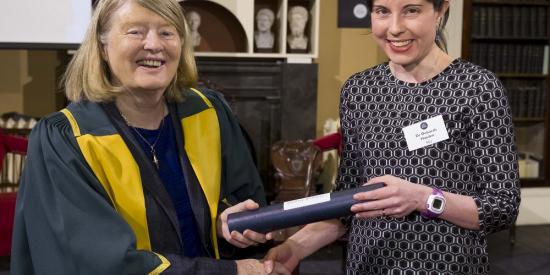 Dr Deborah Hayden receives Charlemont Grant from RIA President Mary Daly