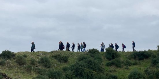 Irish Cultural Heritage students atop Hill of Dowth at Newgrange