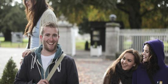 Student at entrance to South Campus - Maynooth University