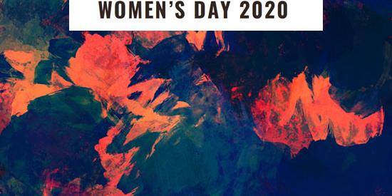 "International Womens Day 2020" on an abstract floral background