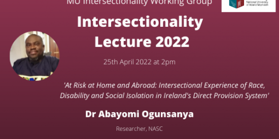 Image including date, time and title of Maynooth University Intersectionality Lecture 2022 with and speaker photo 