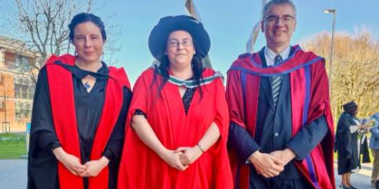 Professor Deborah Hayden, Dr Emer Kavanagh and Professor David Stifter at the conferring ceremony of Dr Kavanagh