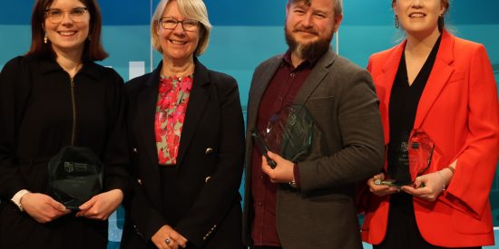 (L to R) Brid Ni Ghrainne, President Eeva Leinonen, Ian Marder, Aisling McMahon